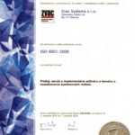 Certifikát ISO 9001 Zvac Systems s.ro.