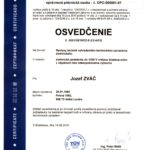 Osvedčenie revízny technik Jozev Zváč - Zvac Systems s.r.o.